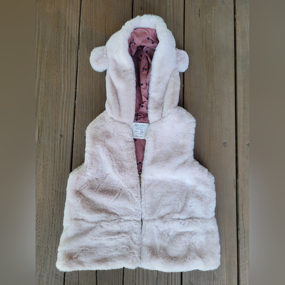 ZARA Baby Light Pink Fuzzy Vest